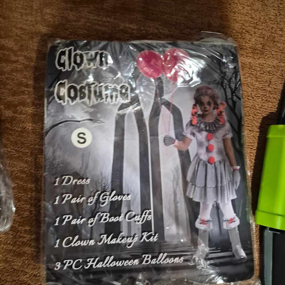 New Scary Carnival Evil Clown Dress Costume Halloween Girls sz Small